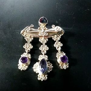 Old sajen sterling silver necklace slider charm stamped sajen maker from bali